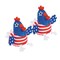 3" x 4 1/2" Patriotic American Flag Stuffed Chickens 12 Pieces